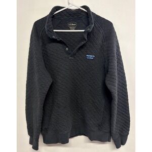 LL‎ Bean Mens Quilted Snap Pullover Sweatshirt Gray Traditional Fit 509332 M REG